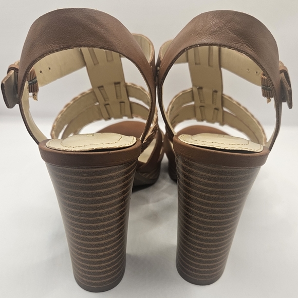 Barely used Liz Claiborne Palm Brown Braided Strappy 3.75" Heels - Picture 4 of 6